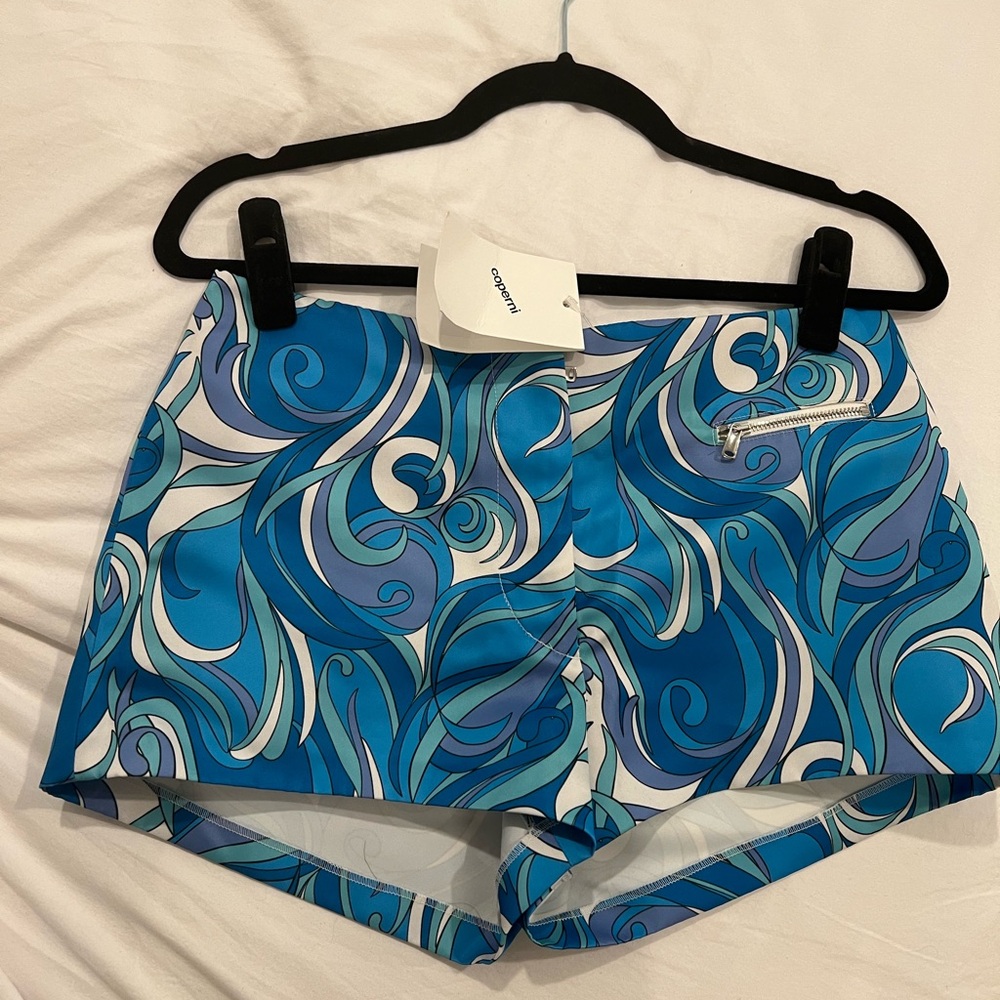 Coperni mini shorts acid blue
